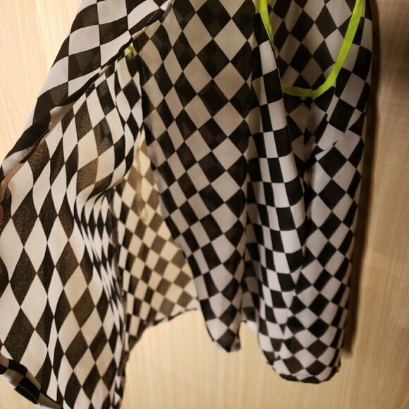 RoomMates Womens Checked Semi Sheer Top Medium - Picture 5 of 8